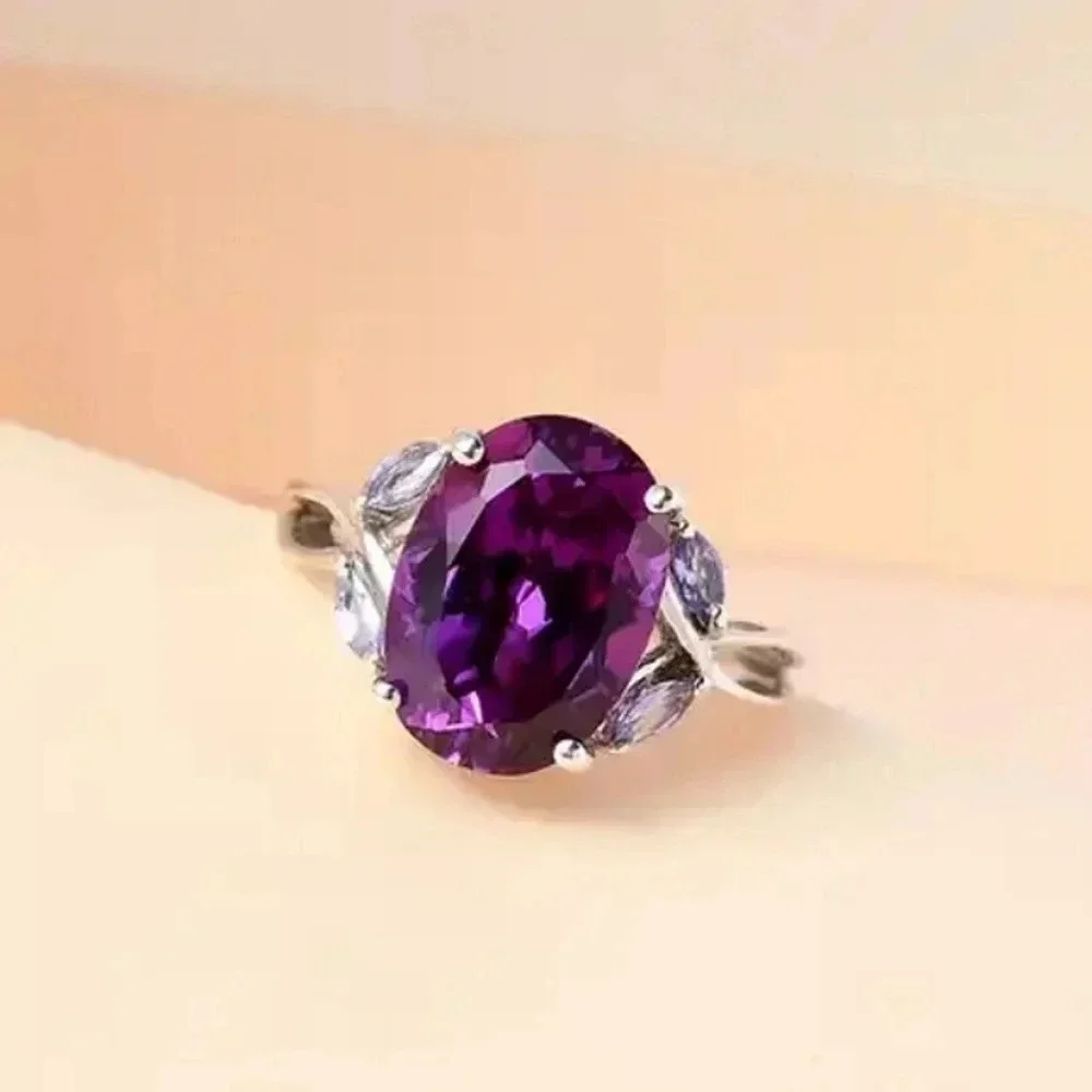 Color Change Sapphire & Natural Tanzanite Ring In 925 Sterling Silver - Picture 6 of 8